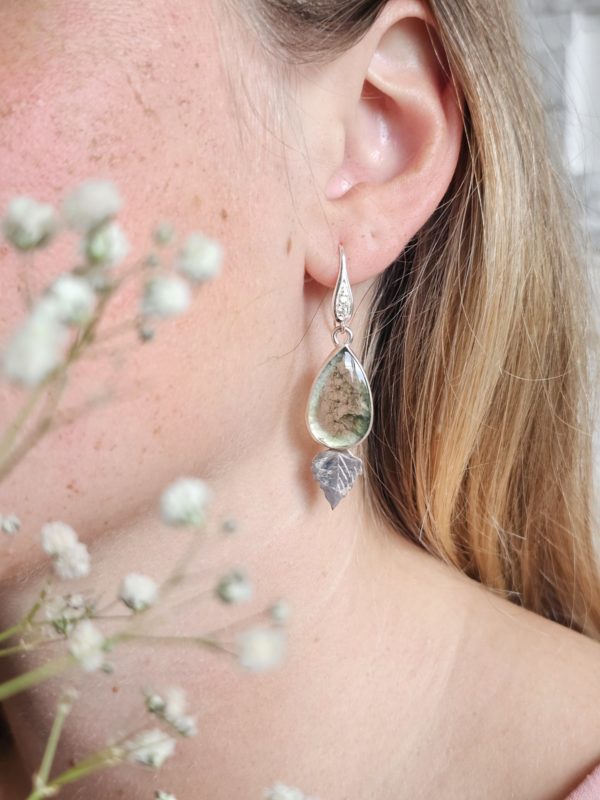 Boucles d'oreilles Agate mousse – Image 3