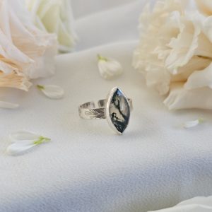 Bague réglable Agate mousse